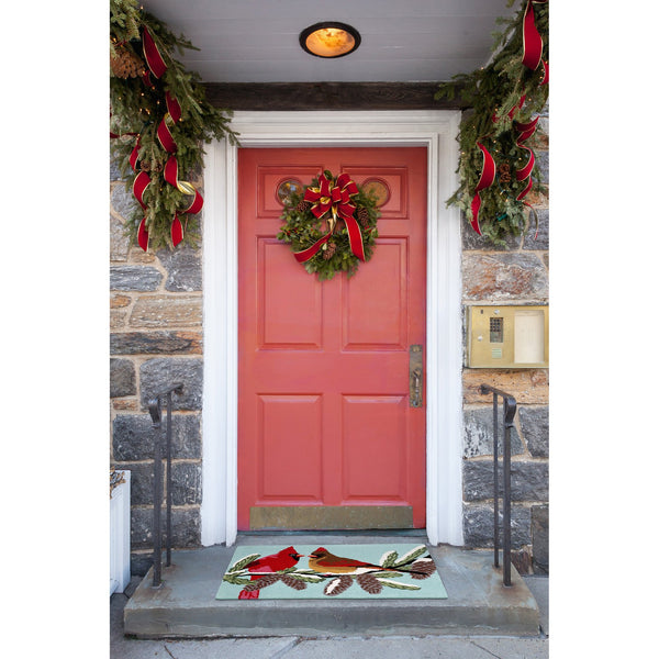 Trans Ocean Liora Manne Frontporch Cardinals Indoor/Outdoor Rug – Hand Tufted, Durable, And Weather Resistant Design Blue Polyester,Acrylic Ftp12153803