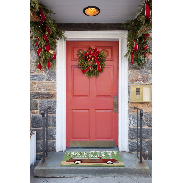 Trans Ocean Liora Manne Frontporch Woody Wonderland Holiday Mat - Whimsical Tree-cutting Scene For Home Décor Green Polyester,Acrylic Ftp34185316