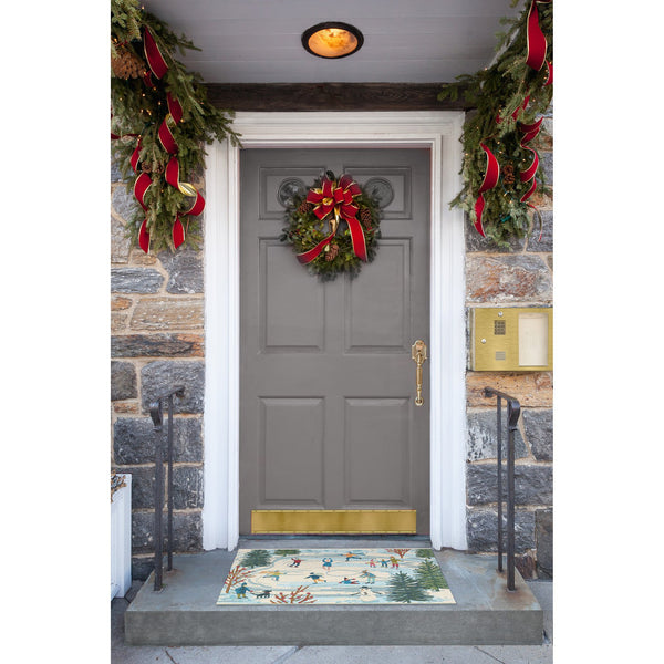 Trans Ocean Liora Manne Esencia Gone Skating Indoor/Outdoor Mat - Whimsical Winter Fun With Colorful Skaters Blue Polypropylene,Polyester Ecn34964703