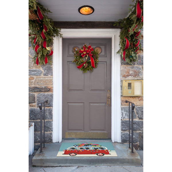 Trans Ocean Liora Manne Frontporch Happy Howlidays Indoor/Outdoor Mat – Festive Pet Scene For Holiday Cheer Red Polyester,Acrylic Ftp34242724