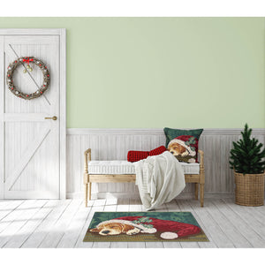 Trans Ocean Liora Manne Marina Nap In A Cap Pillow – Adorable 18" X 18" Holiday Dog Design For Indoors & Outdoors Green Polypropylene,Polyester 7mr8s964016