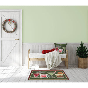 Trans Ocean Liora Manne Let's Get Jolly Pine Pillow - 18" X 18" Festive Indoor/Outdoor Accent For Holidays Green Polypropylene,Polyester 7mr8s964316