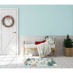 Trans Ocean Liora Manne Esencia Gone Skating Indoor/Outdoor Mat - Whimsical Winter Fun With Colorful Skaters Blue Polypropylene,Polyester Ecn34964703