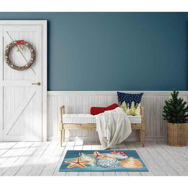 Trans Ocean Liora Manne Esencia Sea Gem Ornaments Indoor/Outdoor Non-slip Mat For A Coastal Living Vibe Blue Polypropylene,Polyester Ecn23972304