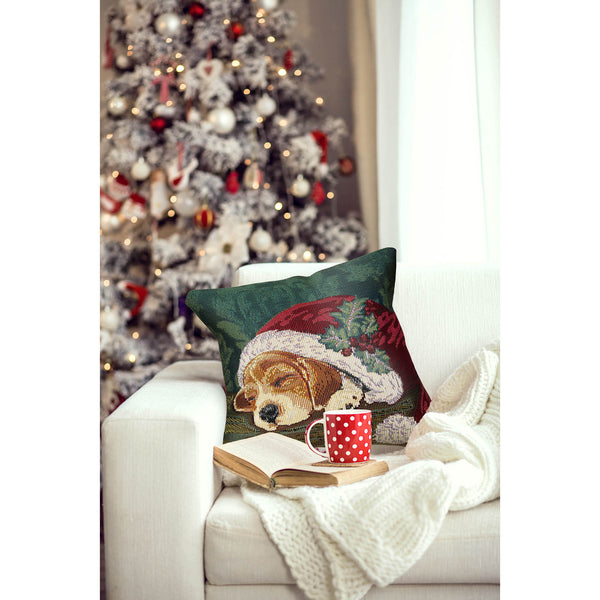 Trans Ocean Liora Manne Marina Nap In A Cap Pillow – Adorable 18" X 18" Holiday Dog Design For Indoors & Outdoors Green Polypropylene,Polyester 7mr8s964016