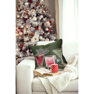 Trans Ocean Liora Manne Let's Get Jolly Pine Pillow - 18" X 18" Festive Indoor/Outdoor Accent For Holidays Green Polypropylene,Polyester 7mr8s964316