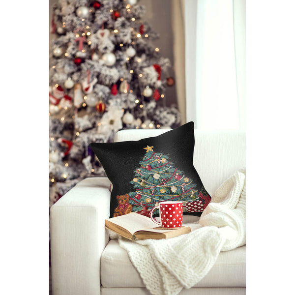 Trans Ocean Liora Manne Marina Oh Christmas Tree Pillow – Festive Indoor/Outdoor Accent, 18" X 18" Black Design Black Polypropylene,Polyester 7mr8s965848