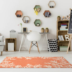 Trans Ocean Liora Manne Capri Coastal Indoor/Outdoor Area Rug - Vibrant Tropical Design For Any Space Orange Polyester,Acrylic Cap46162017