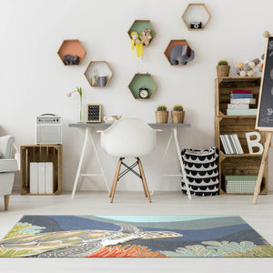 Trans Ocean Liora Manne Ravella Akumal Indoor/Outdoor Area Rug - Coastal Turtle Design For Vibrant Spaces Blue Polypropylene,Acrylic Rvl46225704