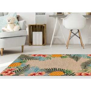 Trans Ocean Liora Manne Ravella Tropical Botanical Area Rug - Hand-tufted, Durable Design For Indoor & Outdoor Spaces Natural Polypropylene,Acrylic Rvl46228012
