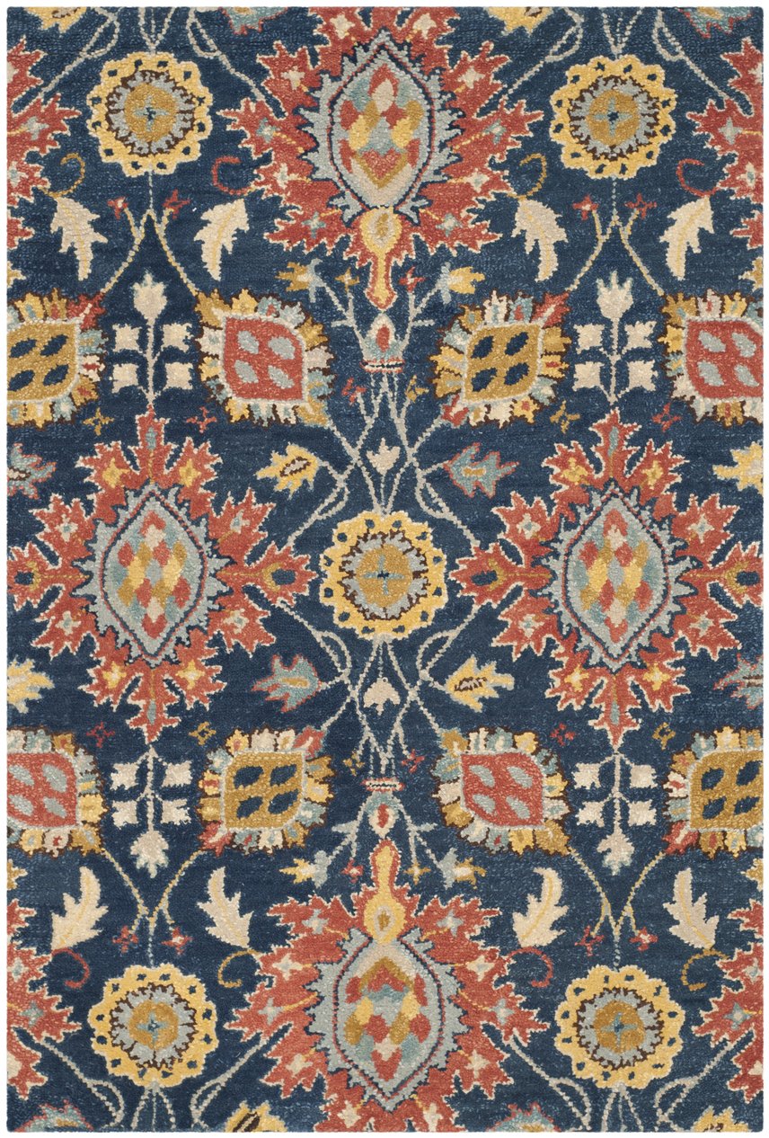 Safavieh Roslyn 565a Navy Multi Area Rug - Hand-tufted Wool, Luxurious 9x12 Ft, Timeless Indian Heritage Design Navy ,Multi Wool Ros565a-9