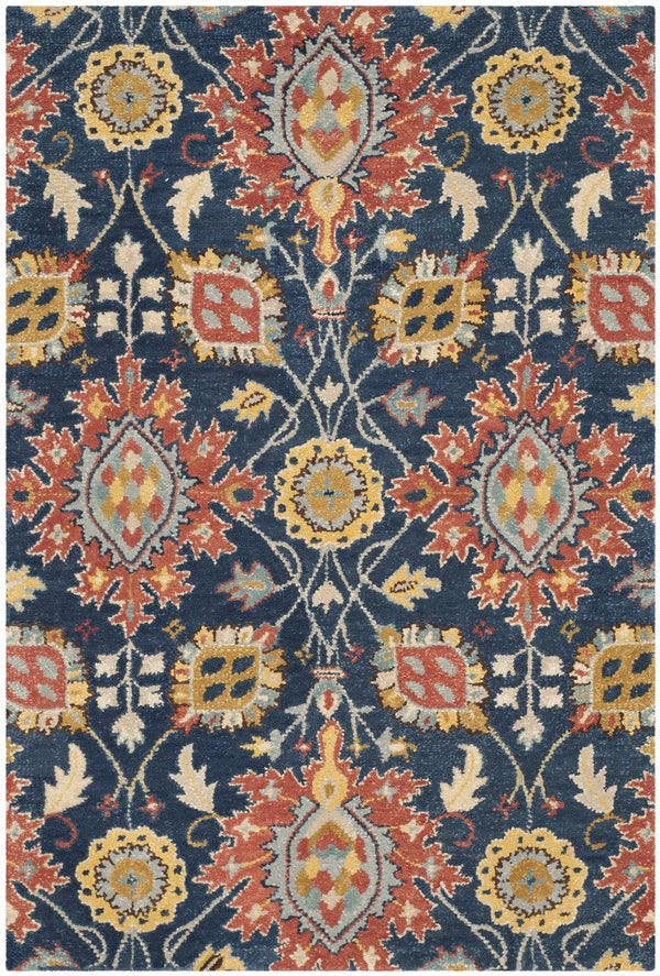 Safavieh Roslyn 565a Navy Multi Area Rug - Hand-tufted Wool, Luxurious 9x12 Ft, Timeless Indian Heritage Design Navy ,Multi Wool Ros565a-9