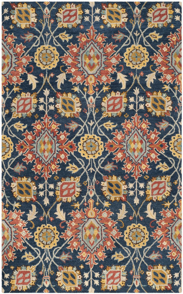 Safavieh Roslyn 565a Navy Multi Area Rug - Hand-tufted Wool, Luxurious 9x12 Ft, Timeless Indian Heritage Design Navy ,Multi Wool Ros565a-9