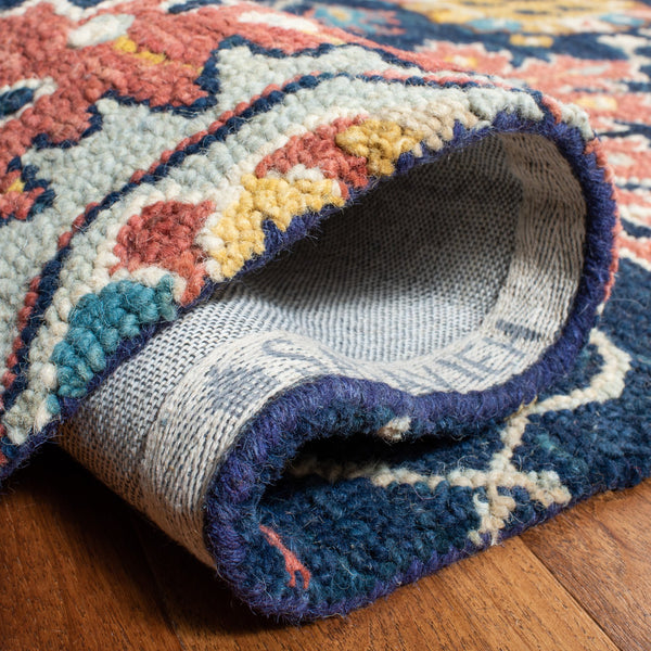 Safavieh Roslyn 565a Navy Multi Area Rug - Hand-tufted Wool, Luxurious 9x12 Ft, Timeless Indian Heritage Design Navy ,Multi Wool Ros565a-9