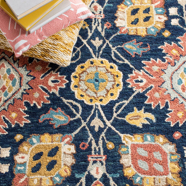 Safavieh Roslyn 565a Navy Multi Area Rug - Hand-tufted Wool, Luxurious 9x12 Ft, Timeless Indian Heritage Design Navy ,Multi Wool Ros565a-9