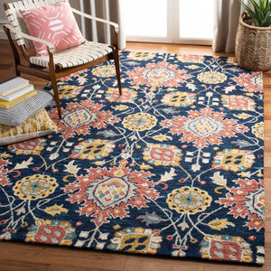 Safavieh Roslyn 565a Navy Multi Area Rug - Hand-tufted Wool, Luxurious 9x12 Ft, Timeless Indian Heritage Design Navy ,Multi Wool Ros565a-9