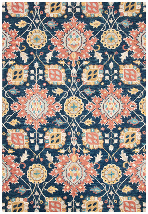 Safavieh Roslyn 565a Navy Multi Area Rug - Hand-tufted Wool, Luxurious 9x12 Ft, Timeless Indian Heritage Design Navy ,Multi Wool Ros565a-9