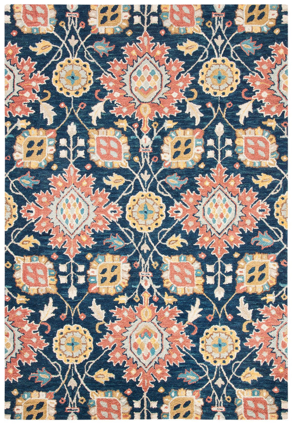 Safavieh Roslyn 565a Navy Multi Area Rug - Hand-tufted Wool, Luxurious 9x12 Ft, Timeless Indian Heritage Design Navy ,Multi Wool Ros565a-9