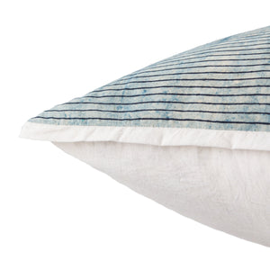 Jaipur Living Jaipur Living Hand-dyed Indigo Ticking Stripe Cotton Pillow Cover with Flange Trim PLC102217