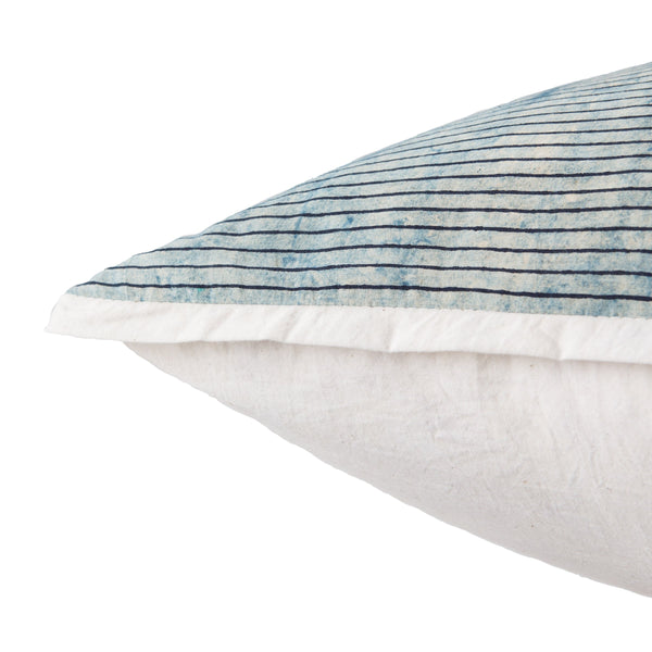 Jaipur Living Jaipur Living Hand-dyed Indigo Ticking Stripe Cotton Pillow Cover with Flange Trim PLC102217