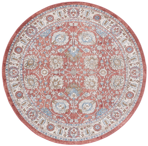 Safavieh Rosewood 102 Power Loomed TRADITIONAL Rug Ivory / Red 6'-7" x 6'-7" Round