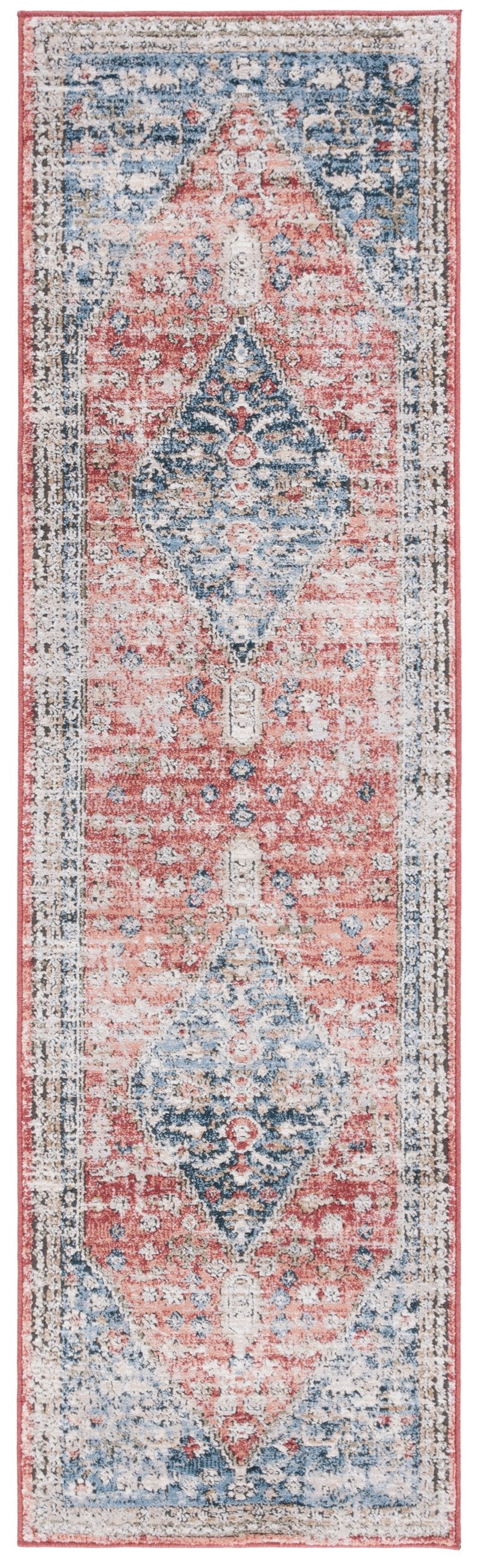 Safavieh Rosewood Turkish Runner Rug - Timeless Elegance With Traditional Patterns For Luxurious Home Decor Blue ,Red 85% Polpypropylene & 15% Polyester Shrink Row108j-9