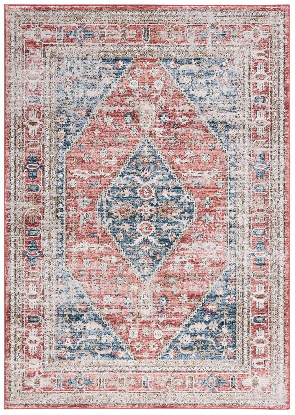 Safavieh Rosewood Turkish Runner Rug - Timeless Elegance With Traditional Patterns For Luxurious Home Decor Blue ,Red 85% Polpypropylene & 15% Polyester Shrink Row108j-9