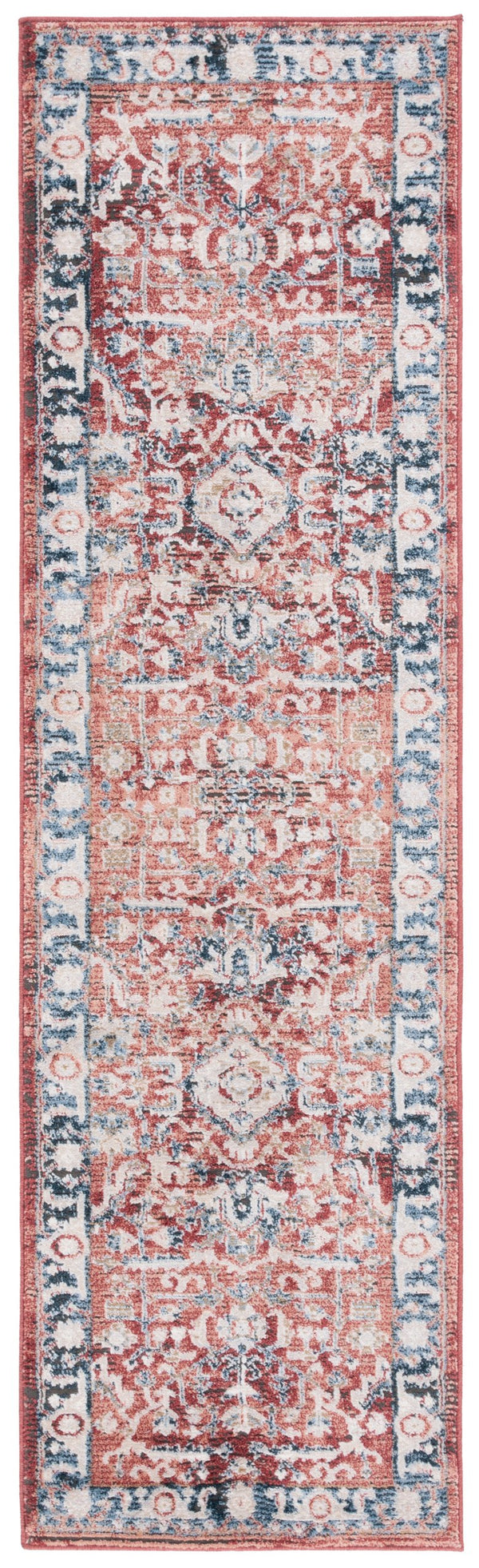 Safavieh Rosewood Traditional Style Runner Rug - Elegant Turkish Design For Hallways & Narrow Spaces Blue ,Red 85% Polpypropylene & 15% Polyester Shrink Row116j-28