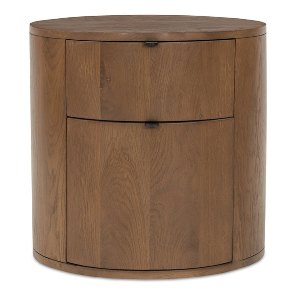 Moe's Home Theo Solid Oak Nightstand With Curved Minimalist Design And Soft-close Drawer For Modern Spaces Brown Solid Oak Rp-1011-03
