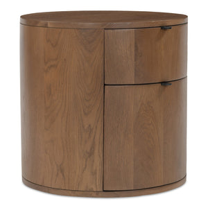 Moe's Home Theo Solid Oak Nightstand With Curved Minimalist Design And Soft-close Drawer For Modern Spaces Brown Solid Oak Rp-1011-03