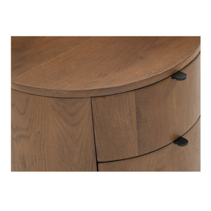 Moe's Home Theo Solid Oak Nightstand With Curved Minimalist Design And Soft-close Drawer For Modern Spaces Brown Solid Oak Rp-1011-03