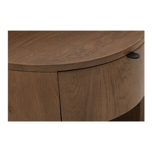 Moe's Home Theo Solid Oak Nightstand With Curved Minimalist Design And Soft-close Drawer For Modern Spaces Brown Solid Oak Rp-1012-03