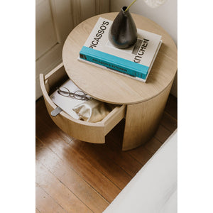 Moe's Home Theo Minimalist One-drawer Nightstand In Solid Oak With Soft-close Glides For Modern Spaces Natural Solid Oak Rp-1012-24