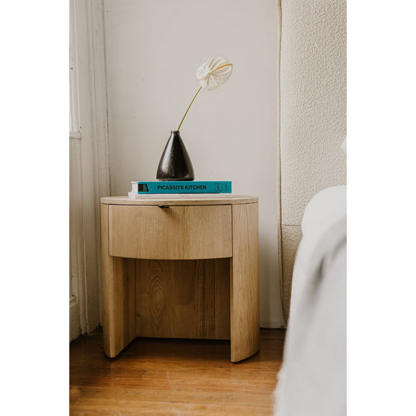 Moe's Home Theo Minimalist One-drawer Nightstand In Solid Oak With Soft-close Glides For Modern Spaces Natural Solid Oak Rp-1012-24