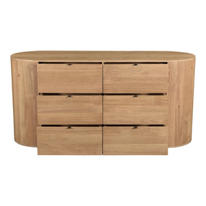 Moe's Home Theo 6-drawer Dresser – Elegant Oak Storage Solution With Soft-close Glides For Modern Spaces Natural Solid Oak,Back, Mdf Veneer Oak Rp-1013-24