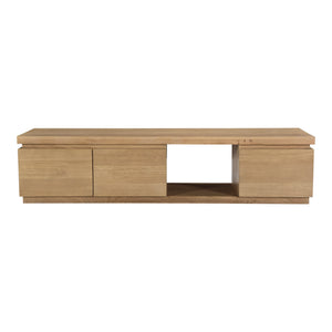 Moe's Home Alfie Tv Table - Solid Oak Design With Spacious Drawers And Open Storage For Your Entertainment Needs Natural Solid Oak,Drawer Bottom In Oak Veneer Rp-1018-24