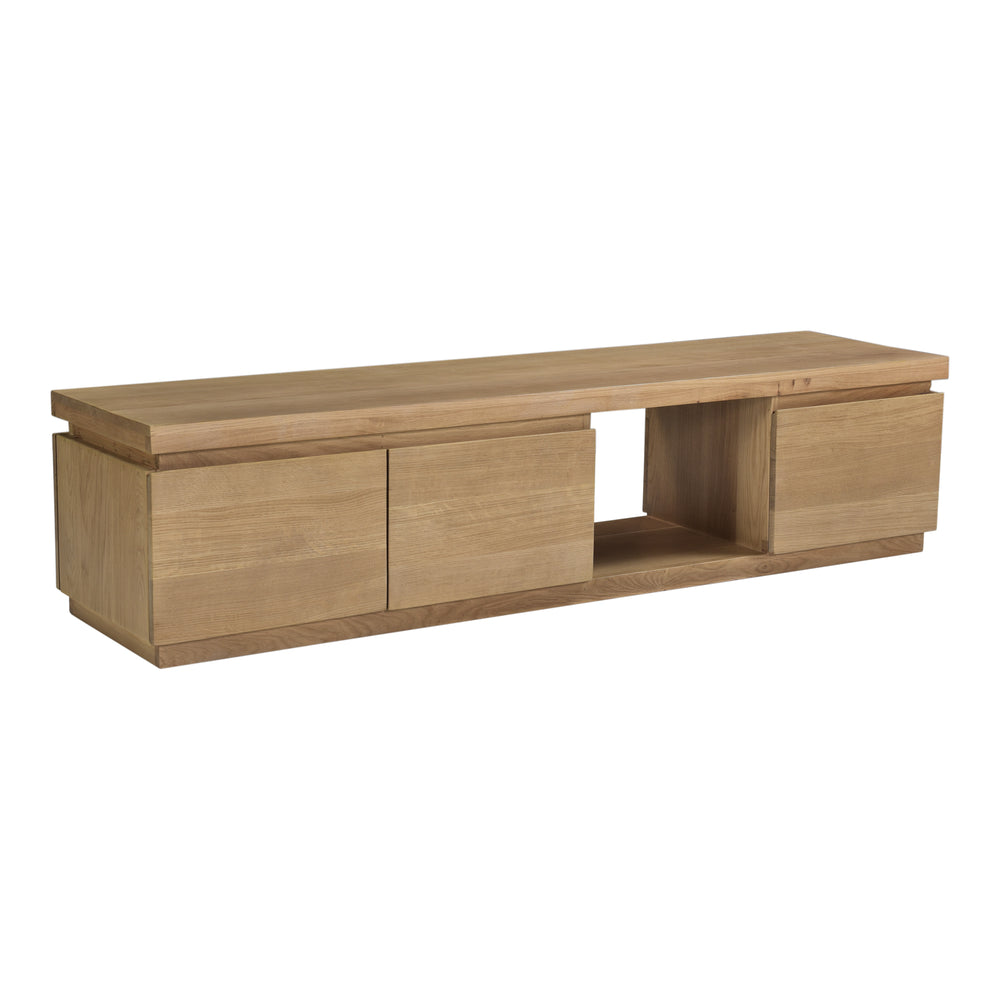 Moe's Home Alfie Tv Table - Solid Oak Design With Spacious Drawers And Open Storage For Your Entertainment Needs Natural Solid Oak,Drawer Bottom In Oak Veneer Rp-1018-24