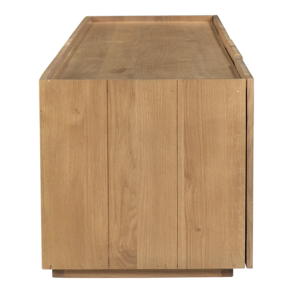 Moe's Home Plank Media Cabinet In Solid Oak - Stylish Storage Solution For Any Room With Versatile Design Natural Solid Oak,Back Panel In Oak Veneer Rp-1021-24