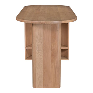 Moe's Home Theo Desk In Solid Oak - Stylish Minimalist Design With Open Shelves For Modern Home Office Solutions Natural Solid Oak Rp-1047-24