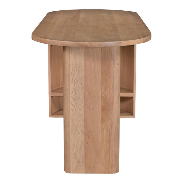 Moe's Home Theo Desk In Solid Oak - Stylish Minimalist Design With Open Shelves For Modern Home Office Solutions Natural Solid Oak Rp-1047-24