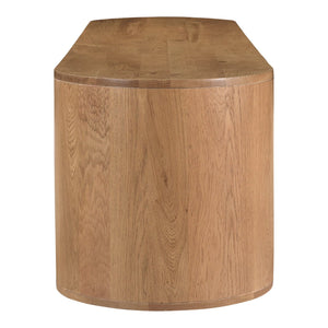 Moe's Home Theo Media Bench In Solid Oak - Curved Minimalist Design With Spacious Storage & No Assembly Needed Natural Solid Oak Wood,Back + Shelf, Mdf Veneer Oak Rp-1054-24