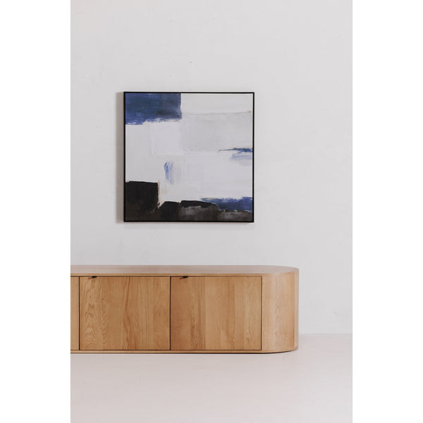 Moe's Home Theo Media Bench In Solid Oak - Curved Minimalist Design With Spacious Storage & No Assembly Needed Natural Solid Oak Wood,Back + Shelf, Mdf Veneer Oak Rp-1054-24