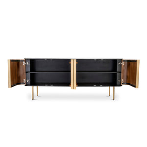 Moe's Home Dionne Stunning 4-door Sideboard In Mango Wood With Antique Brass Accents And Modern Design Yellow Mango Wood,Metal Legs And Handles Rp-1058-43