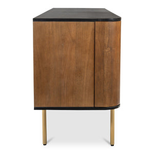 Moe's Home Dionne Stunning 4-door Sideboard In Mango Wood With Antique Brass Accents And Modern Design Yellow Mango Wood,Metal Legs And Handles Rp-1058-43