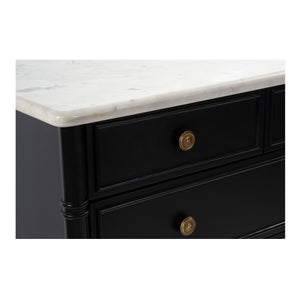 Moe's Home Eleanor 5 Drawer Chest - Timeless Provence Style With Marble Top And Elegant Brass Hardware Details Black Banswara Marble Top,Mdf Frame,Case,And Drawers Rp-1060-02