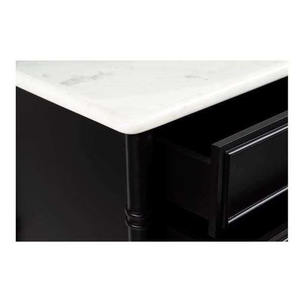 Moe's Home Eleanor 5 Drawer Chest - Timeless Provence Style With Marble Top And Elegant Brass Hardware Details Black Banswara Marble Top,Mdf Frame,Case,And Drawers Rp-1060-02