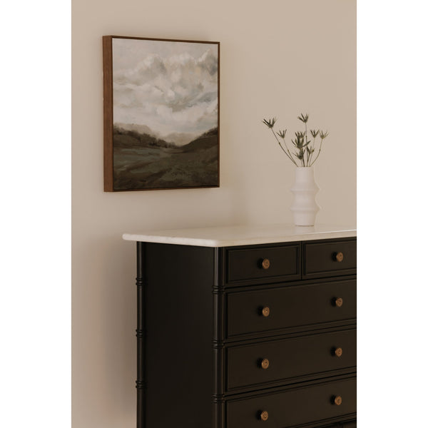 Moe's Home Eleanor 5 Drawer Chest - Timeless Provence Style With Marble Top And Elegant Brass Hardware Details Black Banswara Marble Top,Mdf Frame,Case,And Drawers Rp-1060-02