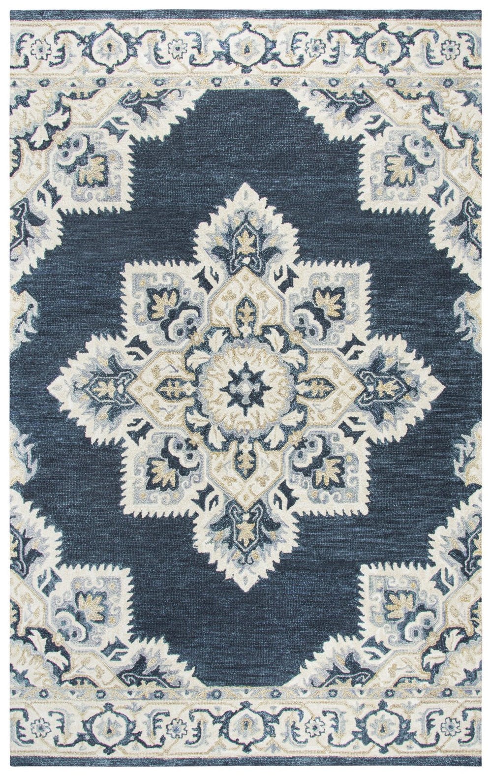 Rizzy Resonant RS070B Hand Tufted Transitional Wool Rug Dk.Blue/Natural 9' x 12'