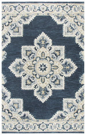 Rizzy Resonant RS070B Hand Tufted Transitional Wool Rug Dk.Blue/Natural 9' x 12'