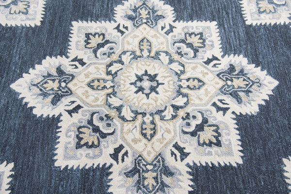 Rizzy Resonant RS070B Hand Tufted Transitional Wool Rug Dk.Blue/Natural 9' x 12'